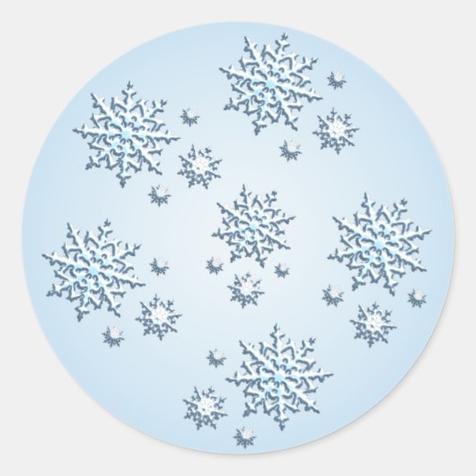 Rond Sticker à flocons de neige bleu-blanc (Devant)