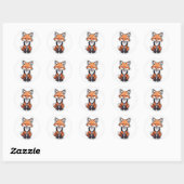 Rond Sticker à Fox de dessin mignon - Faune Créature (Feuille)