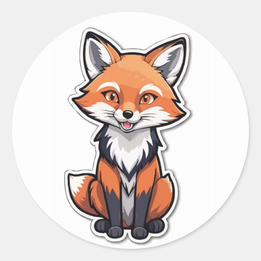 Rond Sticker à Fox de dessin mignon - Faune Créature (Devant)
