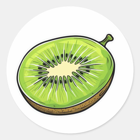 Rond Sticker à fruits Kiwi mignon - frais et amusant! (Devant)