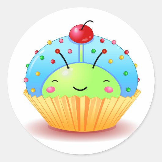 Rond Sticker à gâteau bleu Ladybug (Devant)