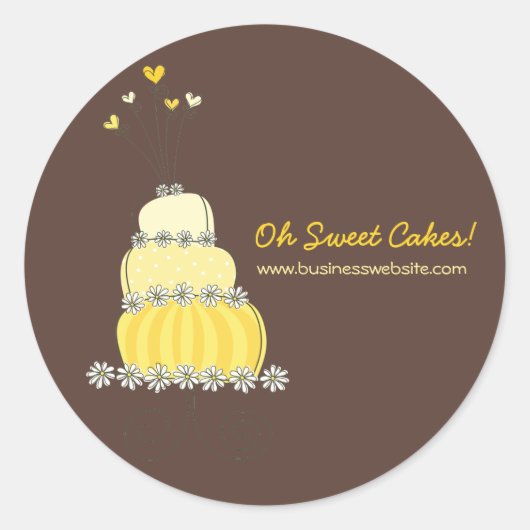 Rond Sticker à gâteau Mariage Whimsical Chic jaune (Devant)