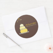 Rond Sticker à gâteau Mariage Whimsical Chic jaune (Enveloppe)