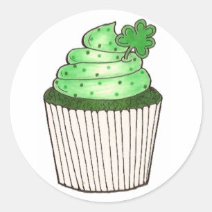 Rond Sticker à gâteaux Lucky Cupcake de la Saint Patric