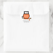 Rond Sticker à hibou noir et orange (Sac)