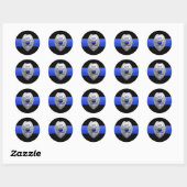 Rond Sticker à insigne de ligne bleue mince (Feuille)
