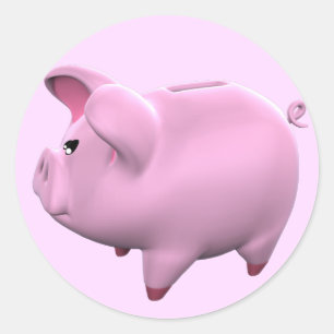 Rond Sticker à jeton Piggy Bank