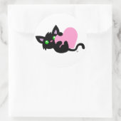 Rond Sticker à Kitty noir de la Saint-Valentin (Sac)