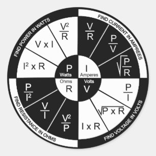 Rond Sticker à la loi d'Ohm - noir et blanc