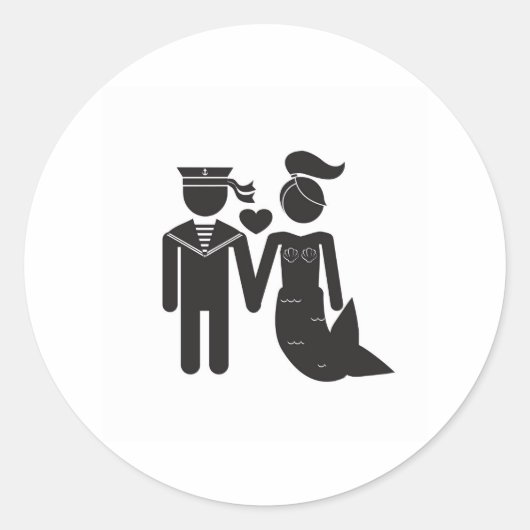 Rond Sticker à la sirène et à la voile (Devant)