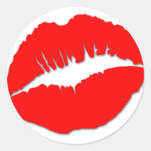 Rond Sticker à lèvres rouge Kissy