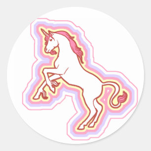 Rond Sticker à licorne arc-en-ciel