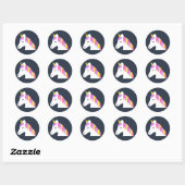 Rond Sticker à licorne mignonne (Feuille)