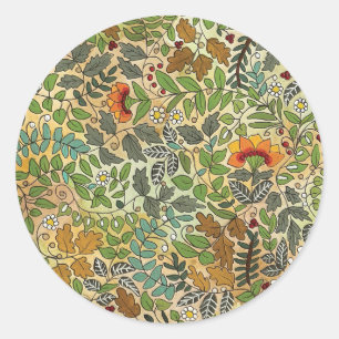 Rond Sticker à motifs floraux illustré