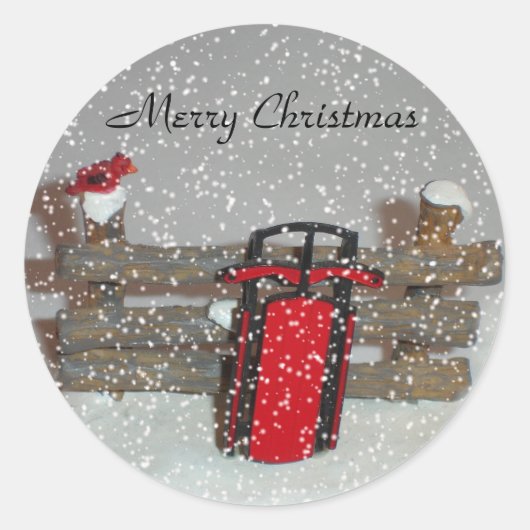 Rond Sticker à motoneige Joyeux Noël (Devant)