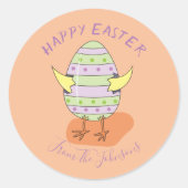 Rond Sticker à oeufs de Pâques à l'éclosion mignonne (Devant)