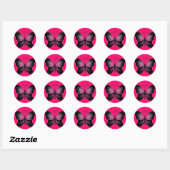 Rond Sticker à papillon noir et rose chaud (Feuille)