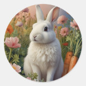 Rond Sticker à patchs de lapin et de carottes Blossom (Devant)