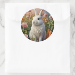 Rond Sticker à patchs de lapin et de carottes Blossom