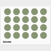 Rond Sticker à points Polka Olive et Blanc (Feuille)
