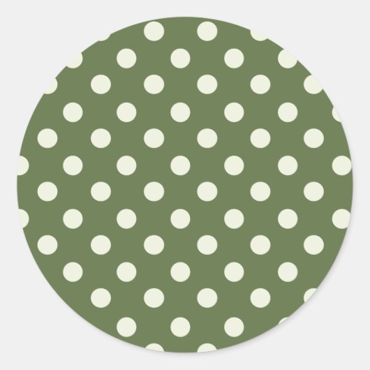 Rond Sticker à points Polka Olive et Blanc (Devant)