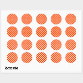 Rond Sticker à points Polka orange et blanc (Feuille)