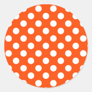Rond Sticker à points Polka orange et blanc