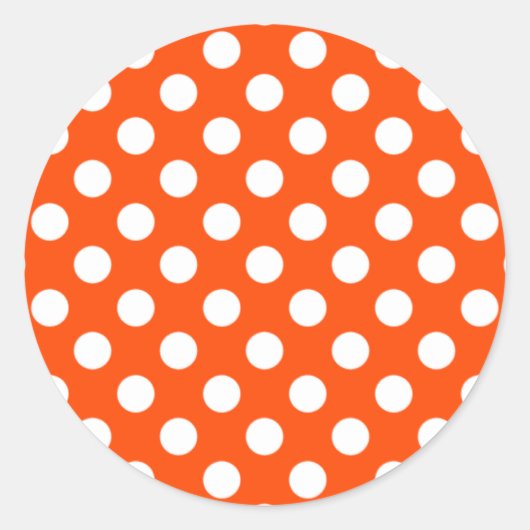 Rond Sticker à points Polka orange et blanc (Devant)