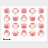 Rond Sticker à points Polka rouge et blanc (Feuille)