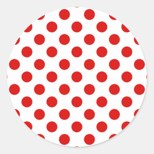 Rond Sticker à points Polka rouge et blanc (Devant)