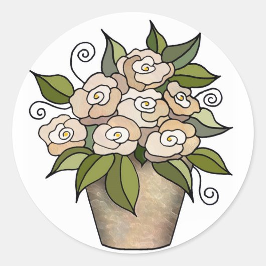 Rond Sticker à pot de fleurs (Devant)