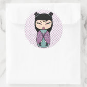 Rond Sticker à poupée Kokeshi, brillant, 3 pouces (feui (Sac)