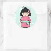 Rond Sticker à poupée Kokeshi, brillant, 3 pouces (feui (Sac)