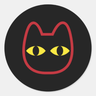 Rond Sticker à prise de vue du chat noir