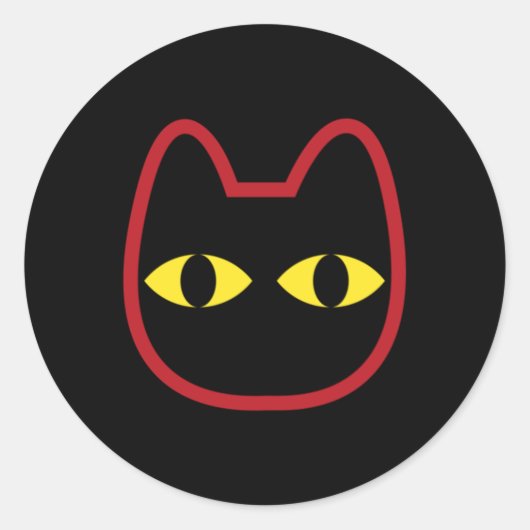 Rond Sticker à prise de vue du chat noir (Devant)