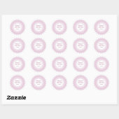 Rond Sticker à roufflettes, rose et blanc (Feuille)