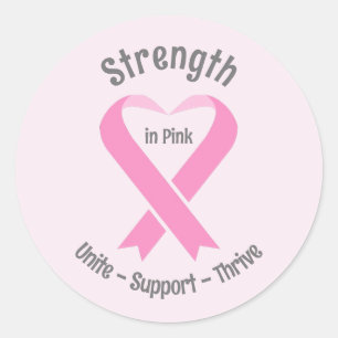 Rond Sticker à ruban rose de sensibilisation au cancer 