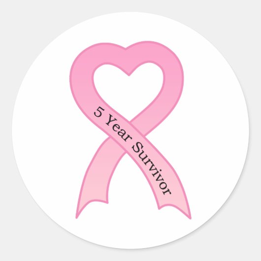 Rond Sticker à ruban rose survivant de 5 ans (Devant)