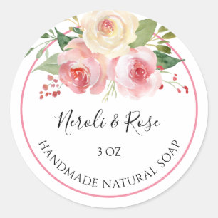 Rond Sticker à savon fait main Floral Neroli et Rose
