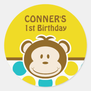 Rond Sticker à singe mignon