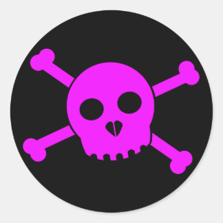 Rond Sticker à tête de mort rose doré