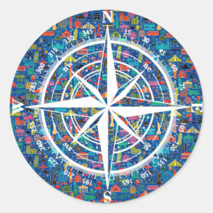 Rond Sticker à thème de voyage