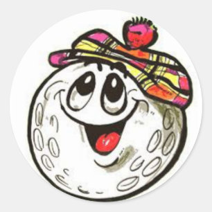 Rond Sticker à visage balle de golf souriant