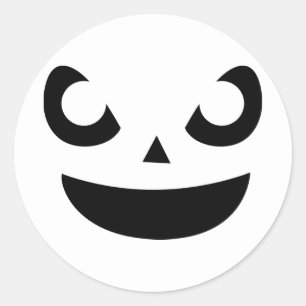 Rond Sticker à visage Citrouille souriant minimaliste