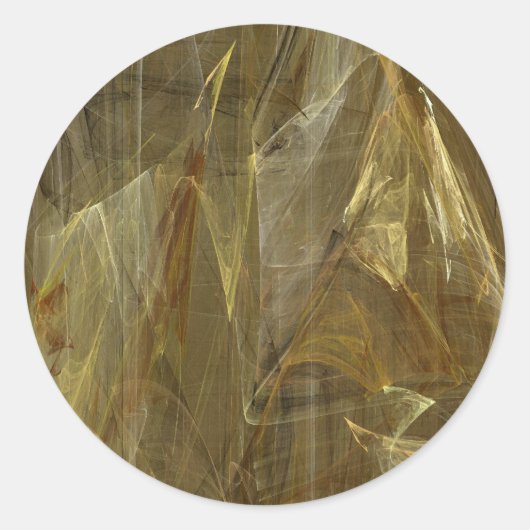 Rond Sticker Abstrait Fractal Or (Devant)