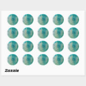 Rond Sticker Abstrait Mandala Mystique Turquoise (Feuille)