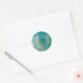 Rond Sticker Abstrait Mandala Mystique Turquoise (Enveloppe)