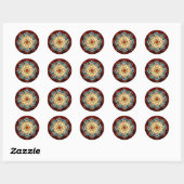Rond Sticker Abstrait Vector Art bleu floral (Feuille)