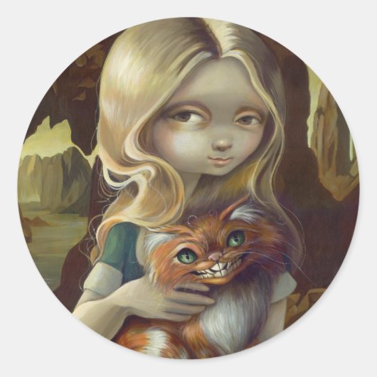 Rond Sticker "Alice in a Da Vinci Portrait" (Devant)