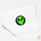Rond Sticker Alien vert brillant (Enveloppe)